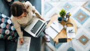 Woman working remotely on her laptop