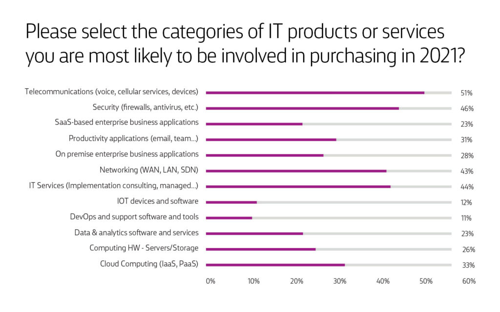 Chart: IT Products & Services to purchase in 2021